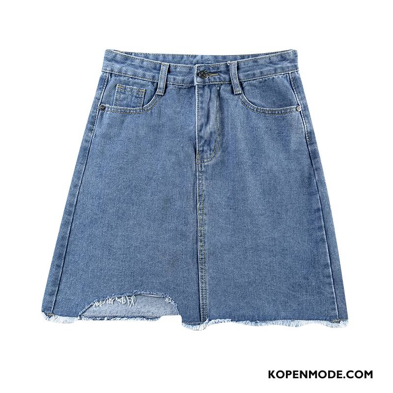 Rokken Dames Denim Zomer Vrouwen Mode Nieuw Hoge Taille Blauw Licht