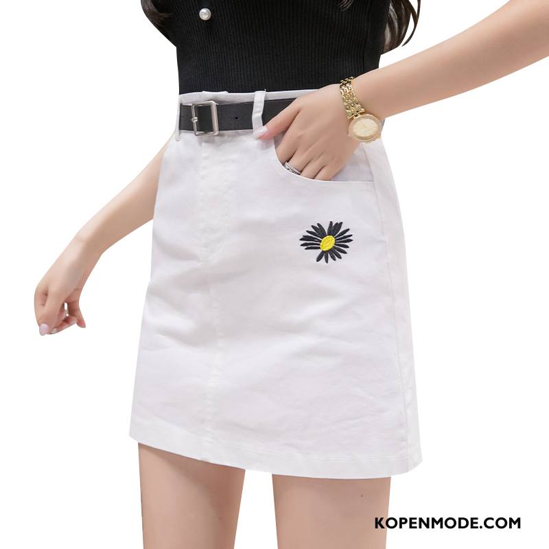 Rokken Dames Dunne Hoge Taille Mode Zomer Casual Nieuw Wit