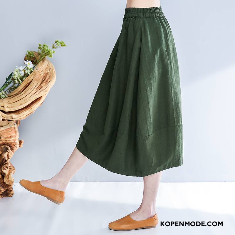 Rokken Dames Elegante Zoet Mode Trend Lang Zomer Legergroene Effen Kleur