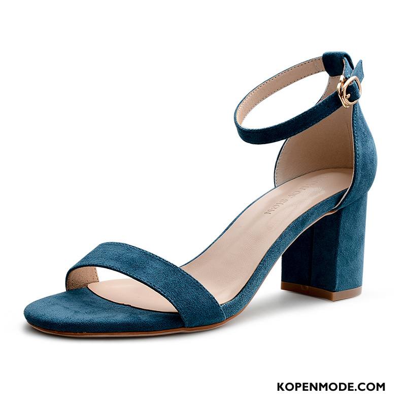 Sandalen Dames Dikke Zool Zomer Schoenen Vrouwen 2018 Hoge Hakken Blauw