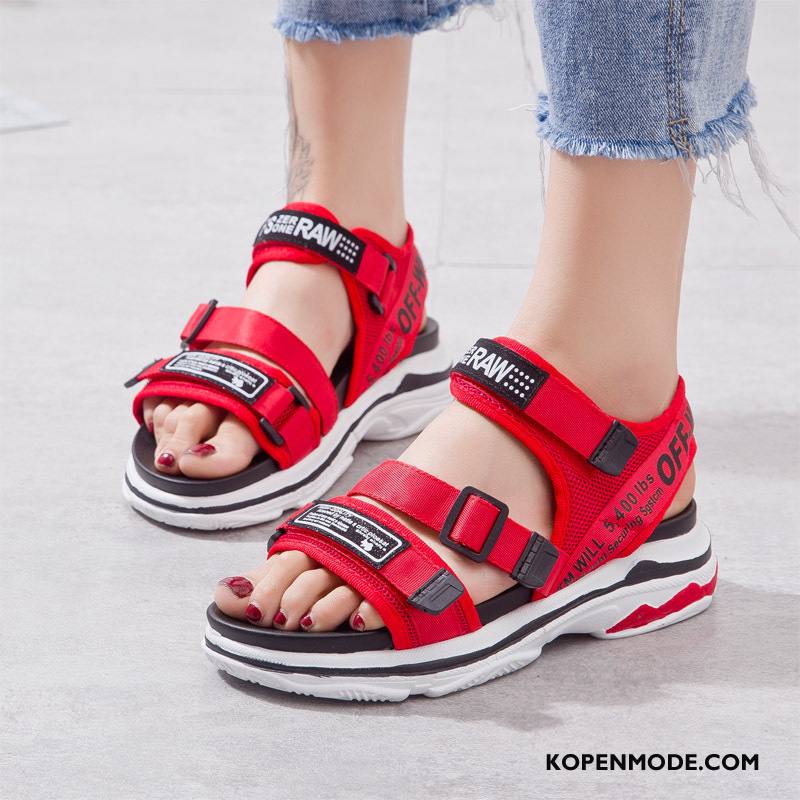 Sandalen Dames Sandaal Plateauzool Rome Zomer Vrouw Trend Rood