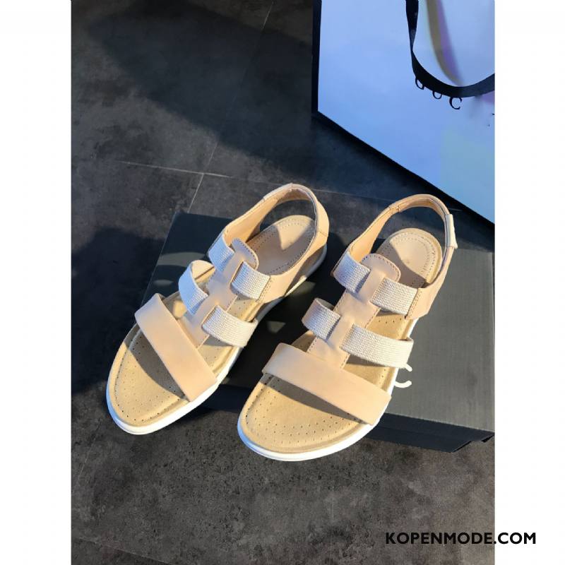 Sandalen Dames Velcro Trend Echt Leer Voorjaar Bandjes Sandaal Grijs