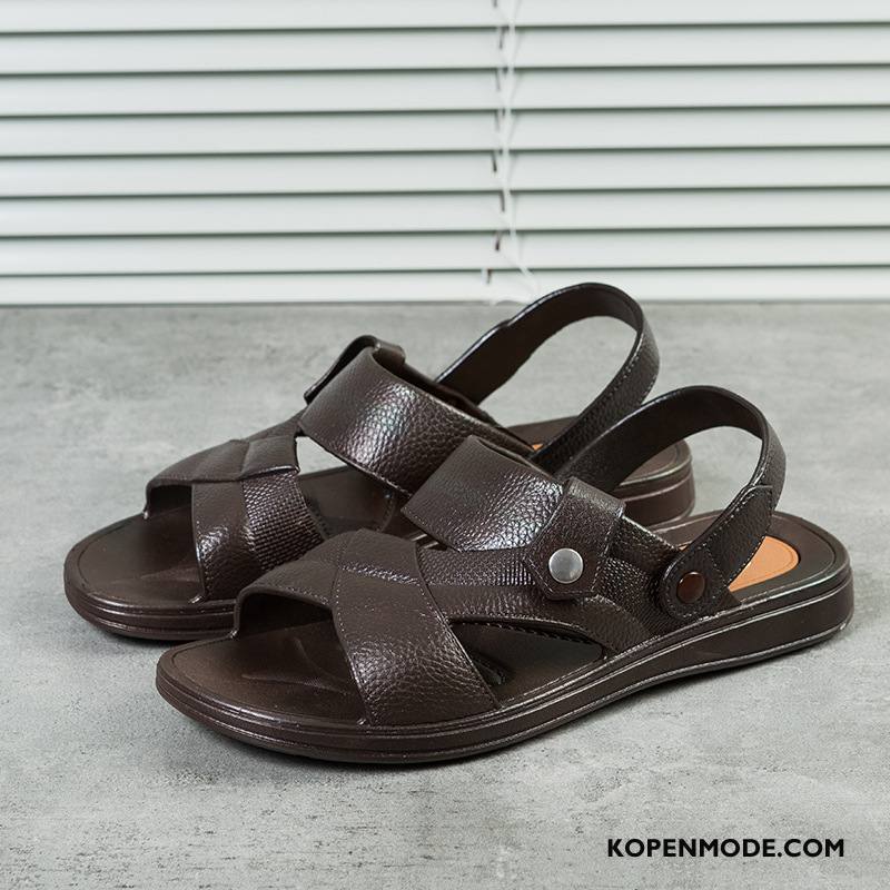 Sandalen Heren 2018 Mannen Zomer Mode Sandaal Schoenen Effen Kleur Bruine