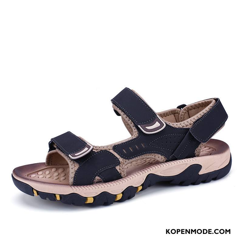 Sandalen Heren Outdoor Casual Zomer Sandaal Schoenen Echt Leer Zwart