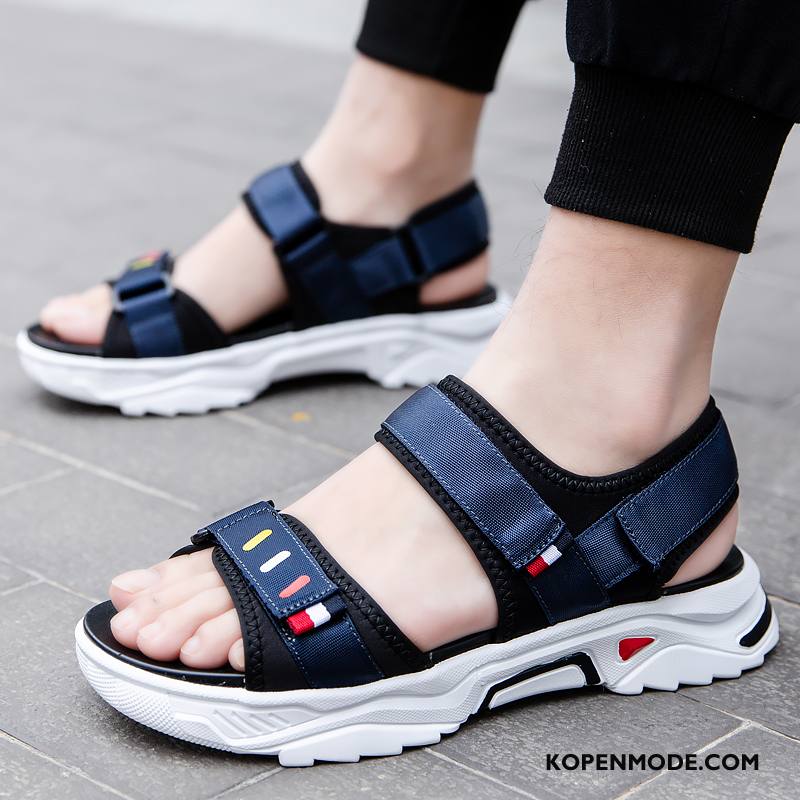 Sandalen Heren Sportschoenen Mannen Groot Zomer Tiener Trend Blauw Zandkleur Zwart