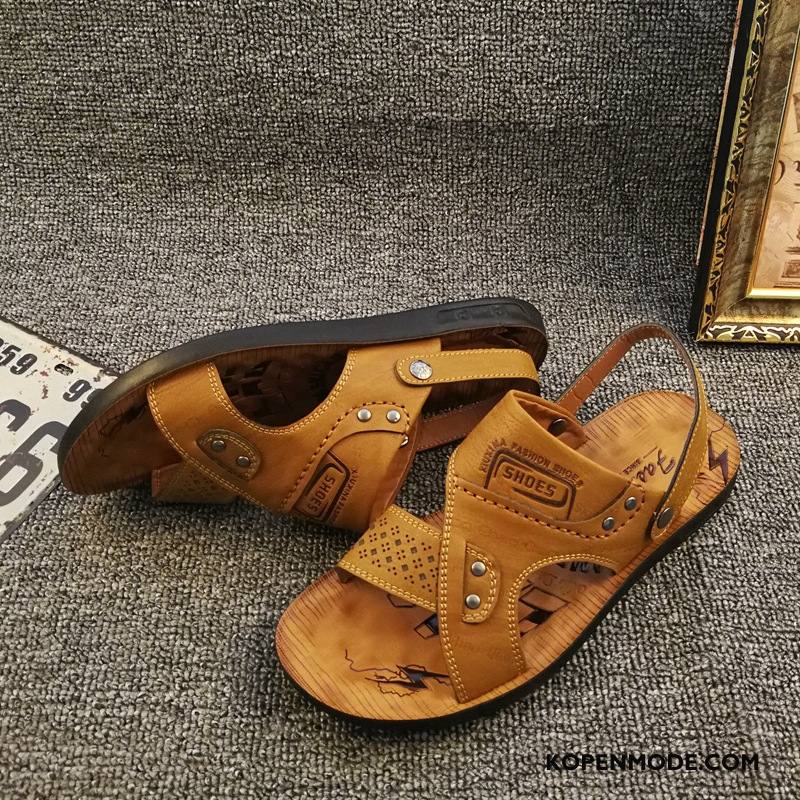 Sandalen Heren Trend Zomer Dikke Zool Outdoor Mannen Sandaal Zandkleur Geel