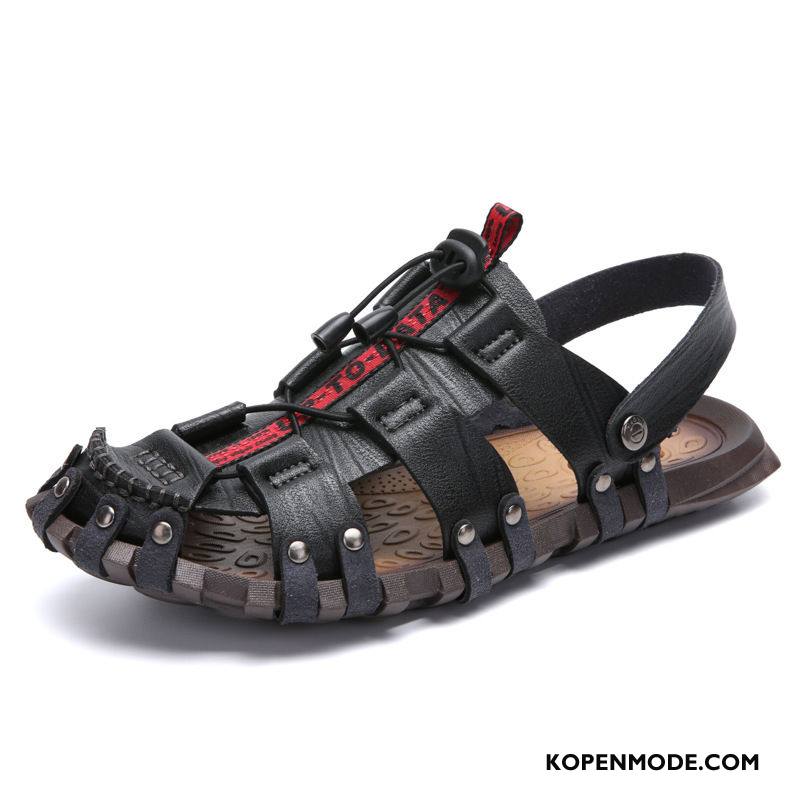 Sandalen Heren Zachte Zolen Casual Trend Zomer Alle Wedstrijden Bovenkleding Zwart