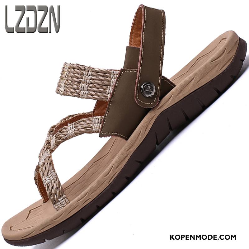 Sandalen Heren Zachte Zolen Chauffeurs Schoenen Antislip Outdoor Sandaal Zomer Bruine