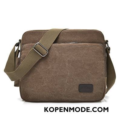 Schoudertas Heren Canvas Messenger Tas Vintage Nieuw Bruin Casual