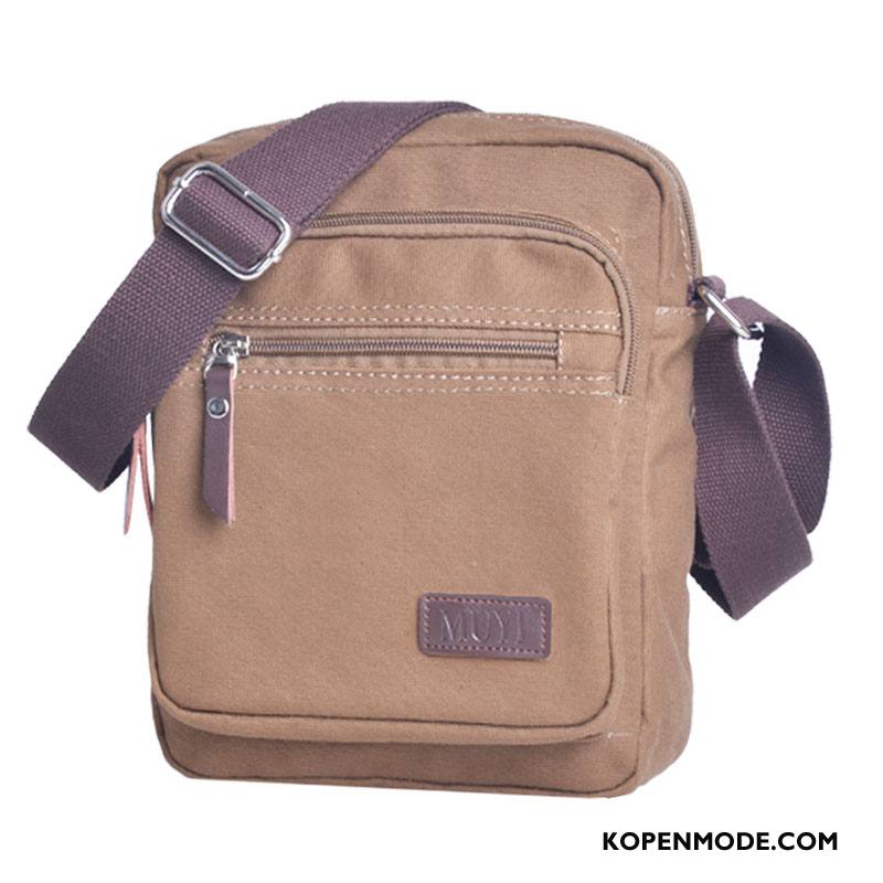 Schoudertas Heren Messenger Tas Casual Nieuw Mini Trend Canvas Bruine