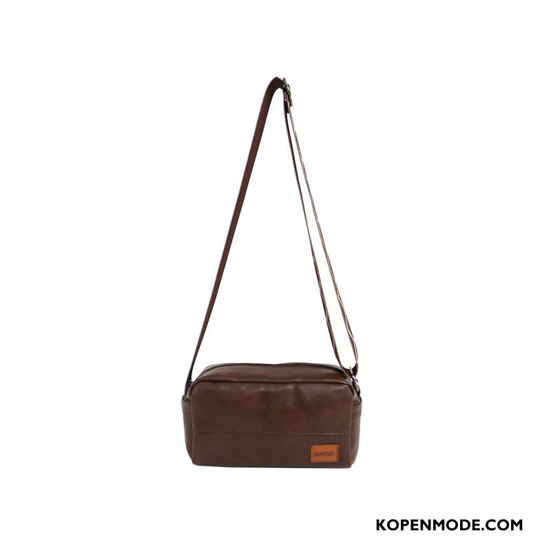 Schoudertas Heren Mode Leer Mannen Vintage Trend Messenger Tas Bruine