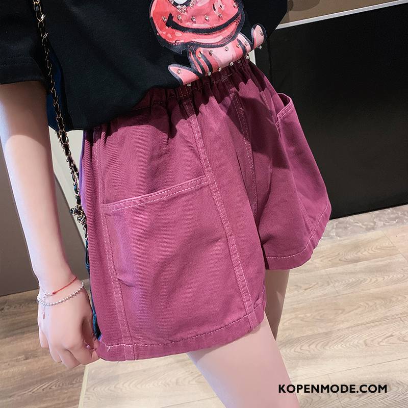 Shorts Dames Hoge Taille Spijkerbroek Jeans Casual Broek Lichte En Dun Korte Broek Nieuw Purper