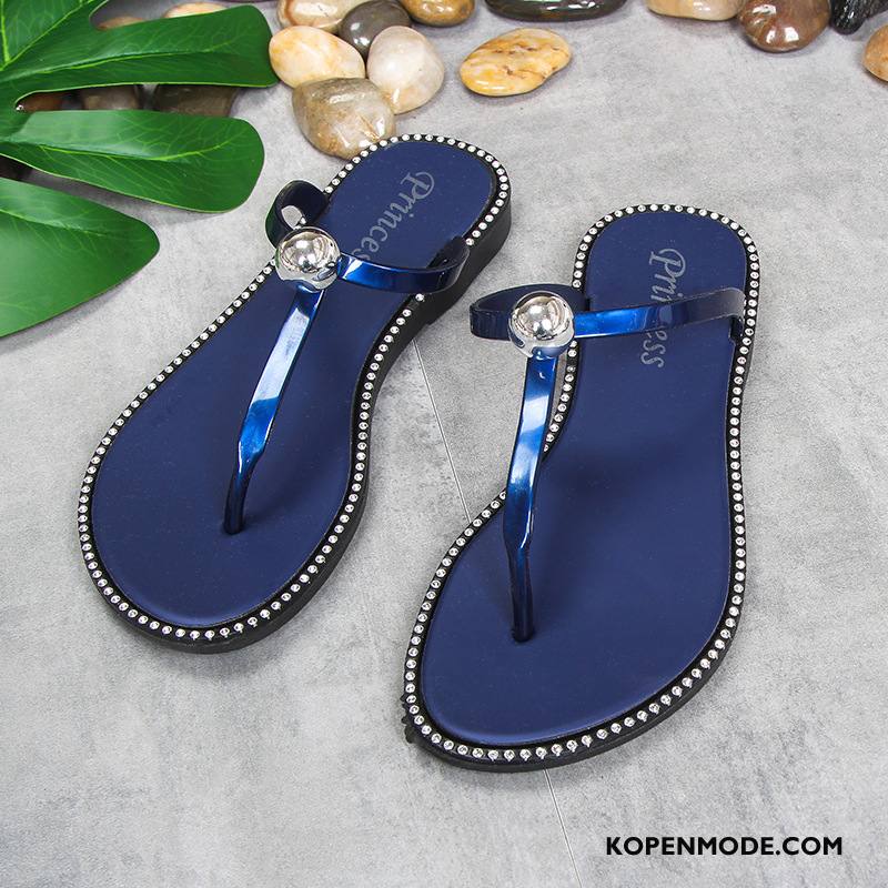 Slippers Dames Parel 2018 Zomer Vrouwen Bovenkleding Comfortabele Blauw