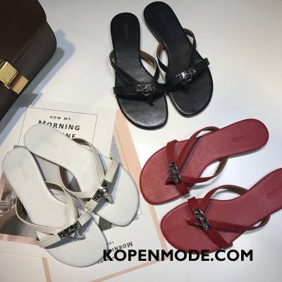 Slippers Dames Reis Echt Leer Pantoffels Vrouwen Zomer Plat Zandkleur Zwart