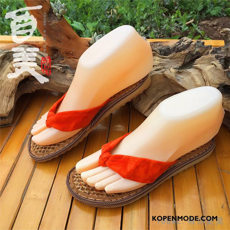 Slippers Dames Vrouw Zachte Zolen Pantoffels Schoenen Zomer Vintage Bruine Oranje