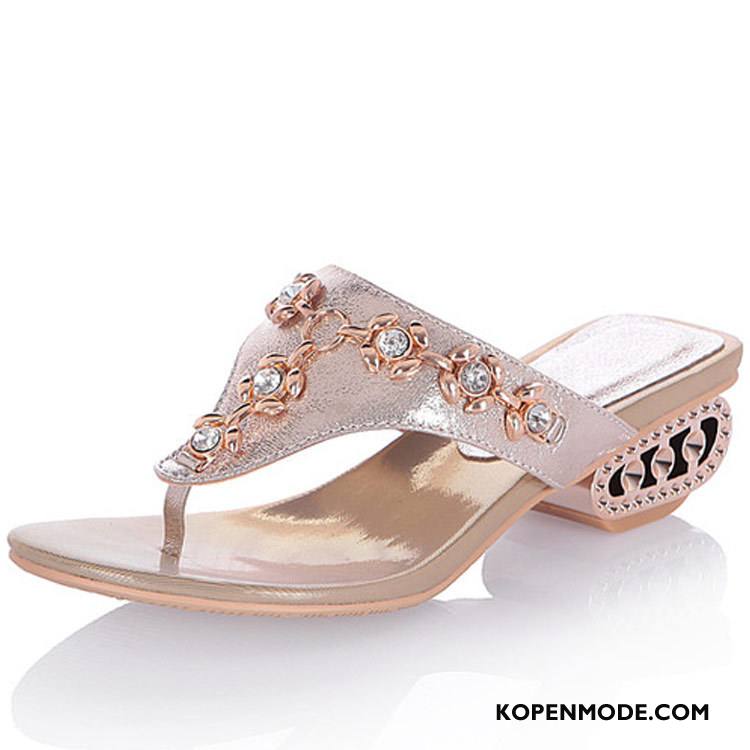 Slippers Dames Vrouwen Grote Maten Met Strass Goud