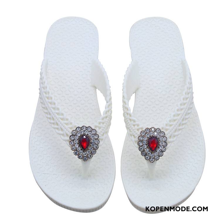 Slippers Dames Vrouwen Met Strass Pantoffels Schoenen Antislip Wit