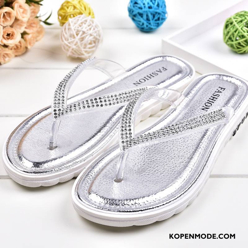 Slippers Dames Zachte Zolen Badkamer Vrouwen Antislip Mode Zomer Zandkleur Zilver