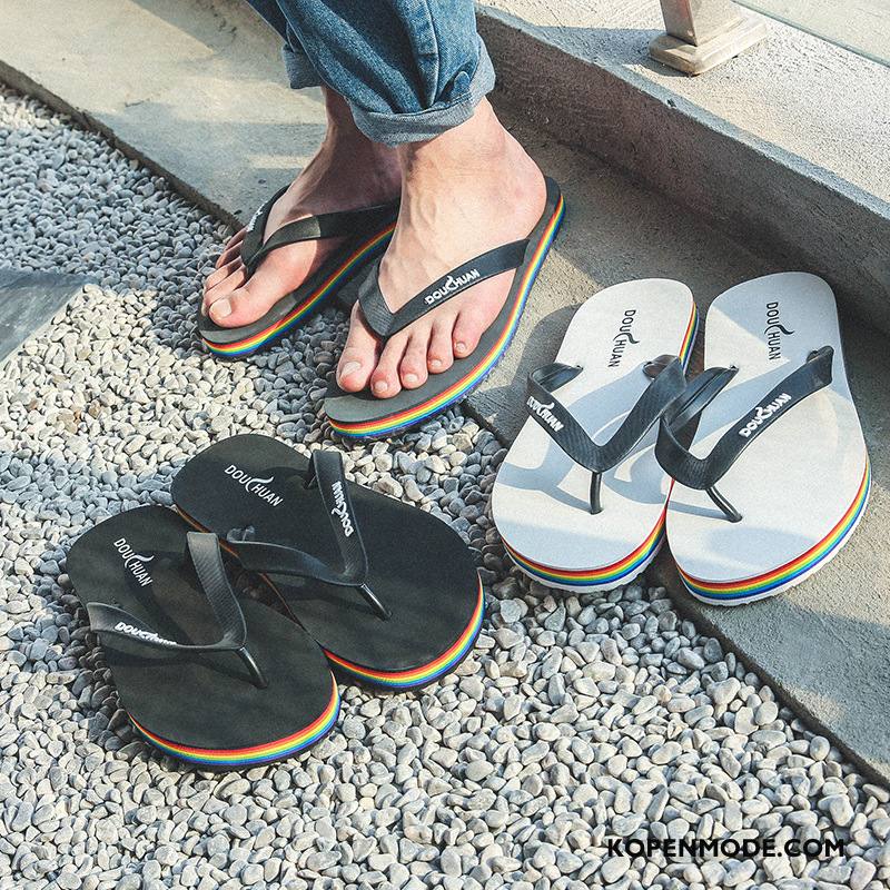 Slippers Heren Casual Antislip Mannen 2018 Schoenen Persoonlijk Regenboog Zandkleur Zwart