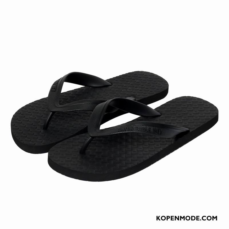 Slippers Heren Mannen Antislip Trend Bovenkleding Rubber Pantoffels Zandkleur Zwart