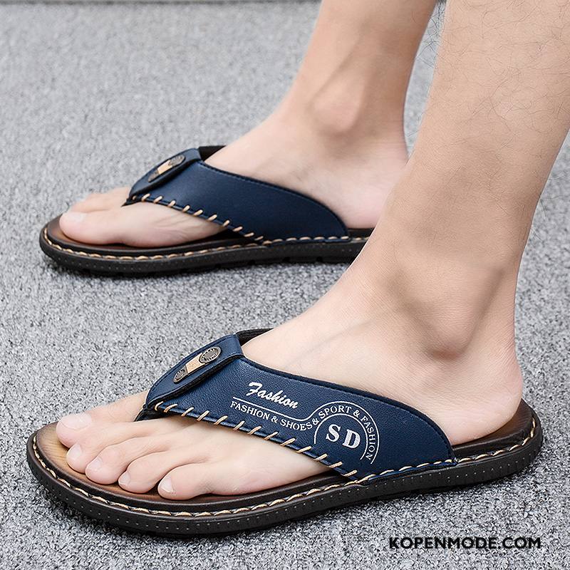 Slippers Heren Mode Zomer Casual Open Teen Mannen Pantoffels Donkerblauw