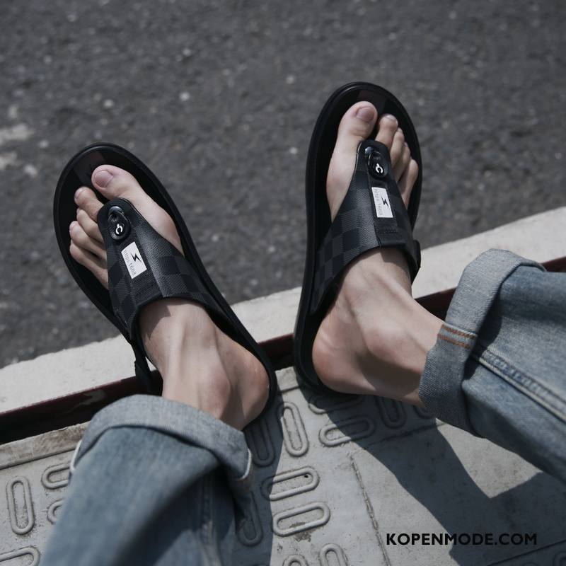 Slippers Heren Persoonlijk Mode Pantoffels Mannen Trend Bovenkleding Zandkleur Zwart