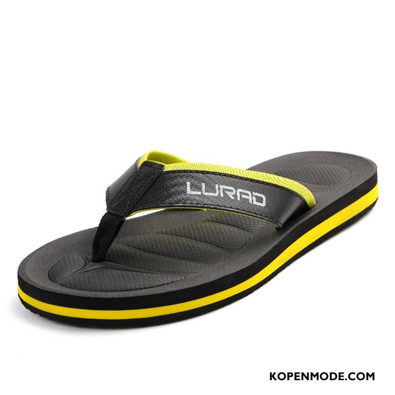 Slippers Heren Schoenen Plat Outdoor Zomer Antislip Trend Zandkleur Geel