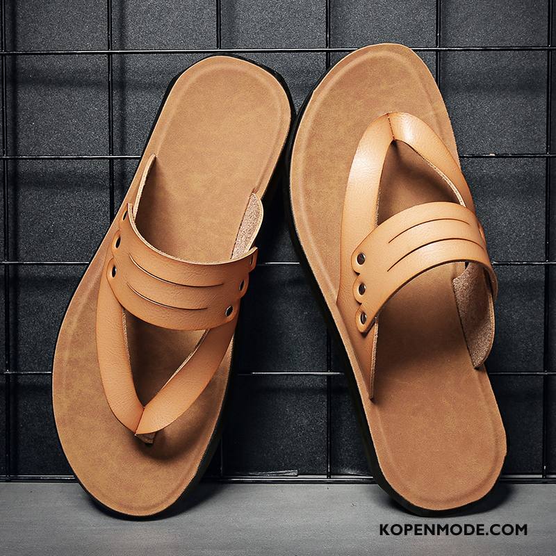 Slippers Heren Sport Trend Bovenkleding Antislip Casual Mannen Zandkleur Bruine