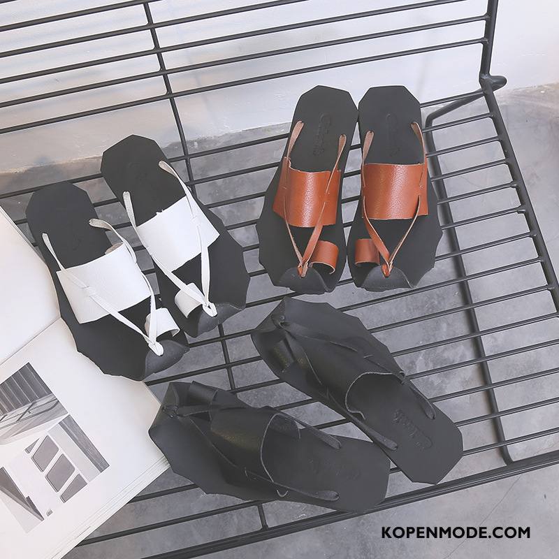 Slippers Heren Trends Antislip Brits Zomer Sandaal Mannen Zandkleur Zwart