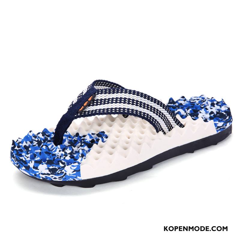 Slippers Heren Zomer Bovenkleding Massage Trend Zachte Zolen Mannen Blauw Zandkleur