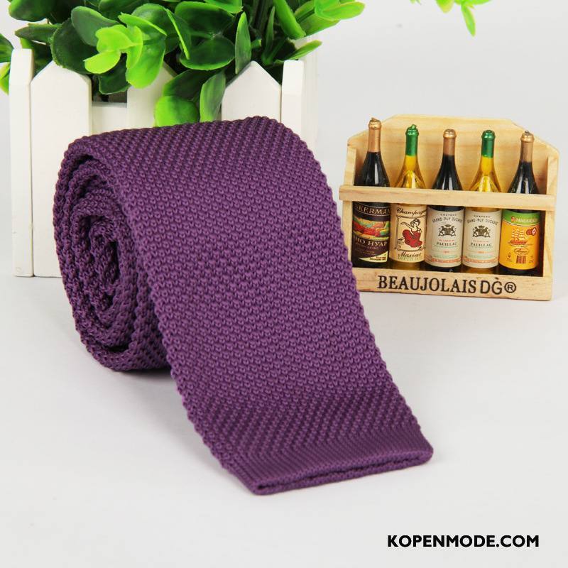 Stropdassen Heren Breien Mannen Casual Smal Nieuw 5 Cm Effen Kleur Purper