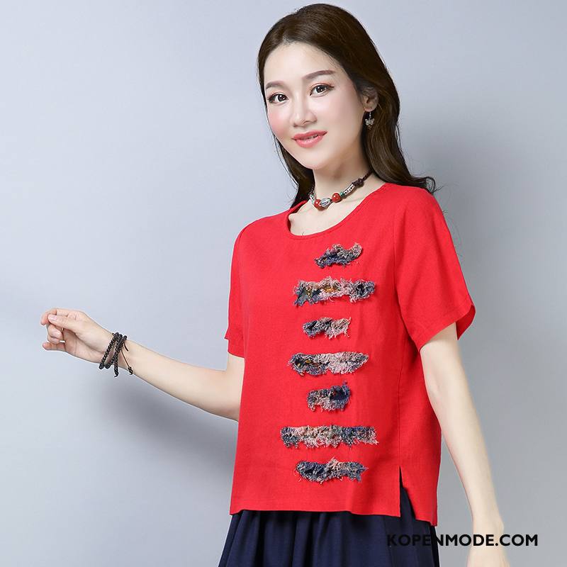 T-shirts Dames 2018 Mode Verbinding Casual Elegante Zomer Rood
