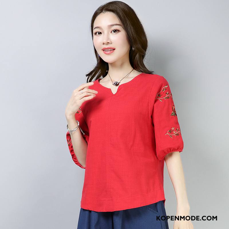 T-shirts Dames Persoonlijk Trend Lange Mouwen Zomer Dunne Mode Rood