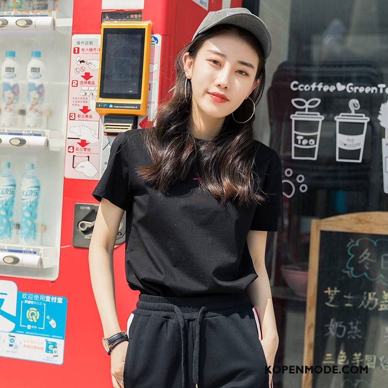 T-shirts Dames Trend Bedrukken Patroon Slim Fit Elegante Mode Zwart