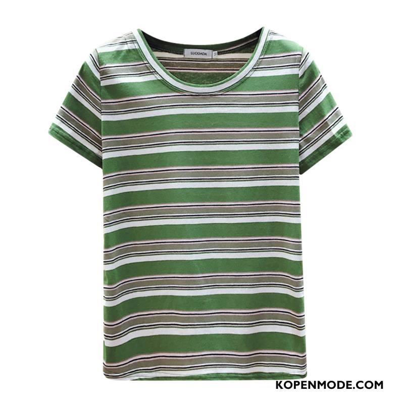 T-shirts Dames Zomer Nieuw Onderhemd Jasje Super Streep Groen