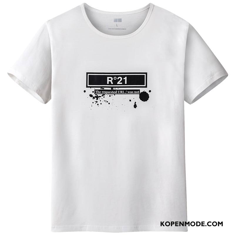 T-shirts Heren Bedrukken Mannen Letter Halve Mouw Korte Mouw Zomer Wit