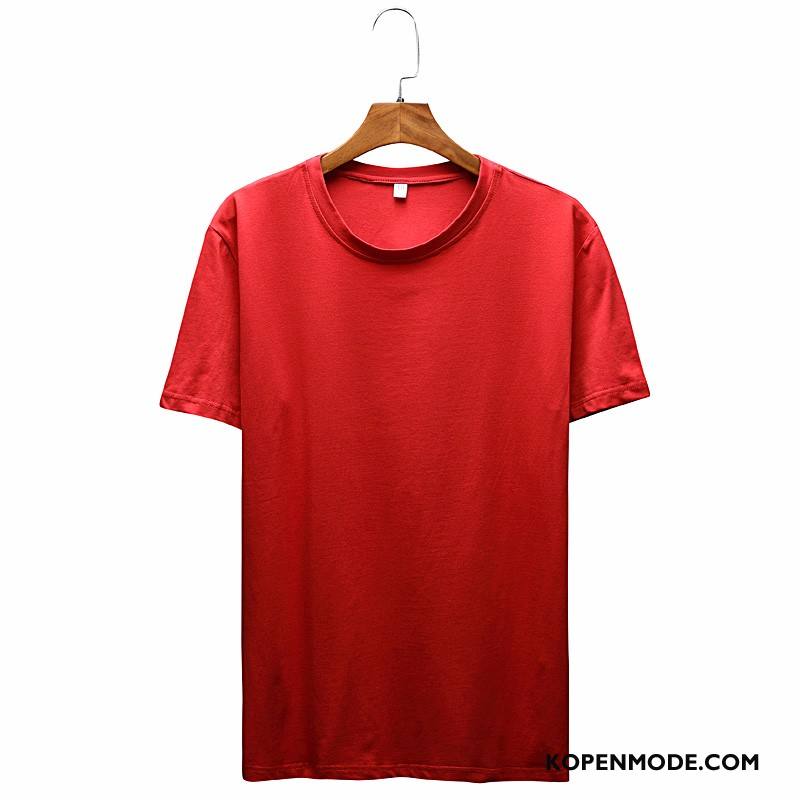 T-shirts Heren Katoen Slim Fit Ronde Hals 2018 Sport Onderhemd Effen Kleur Oranje