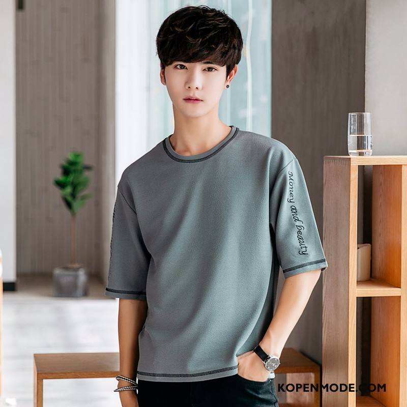 T-shirts Heren Losse Mouw Trend Mannen Grijs