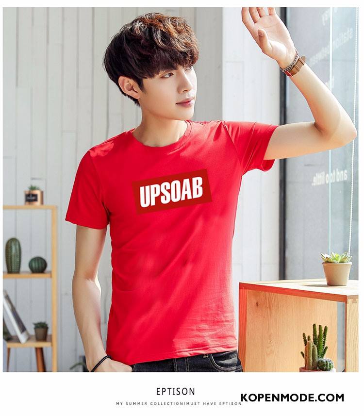 T-shirts Heren Mode Trend Mannen Nieuw Zomer Mouw Roze Rood