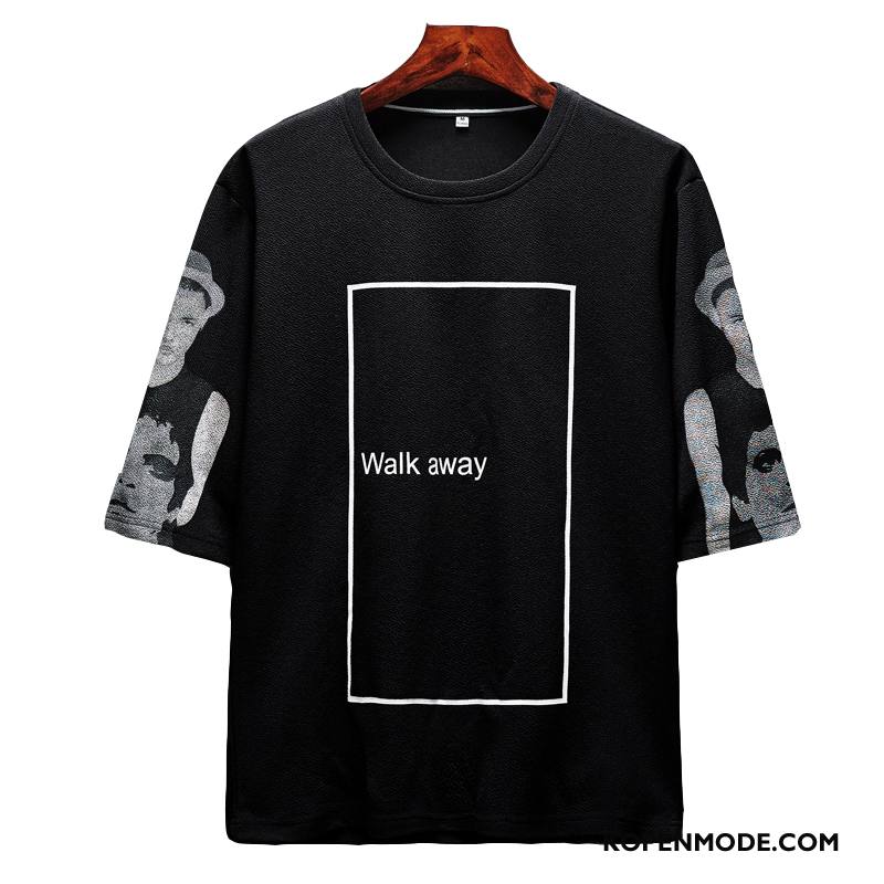 T-shirts Heren Mouw Losse 2018 Korte Mouw Trend Zomer Zwart