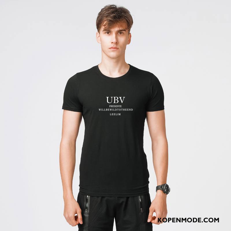 T-shirts Heren Mouw Voorjaar Nieuw Zomer Korte Mouw Mode Zwart