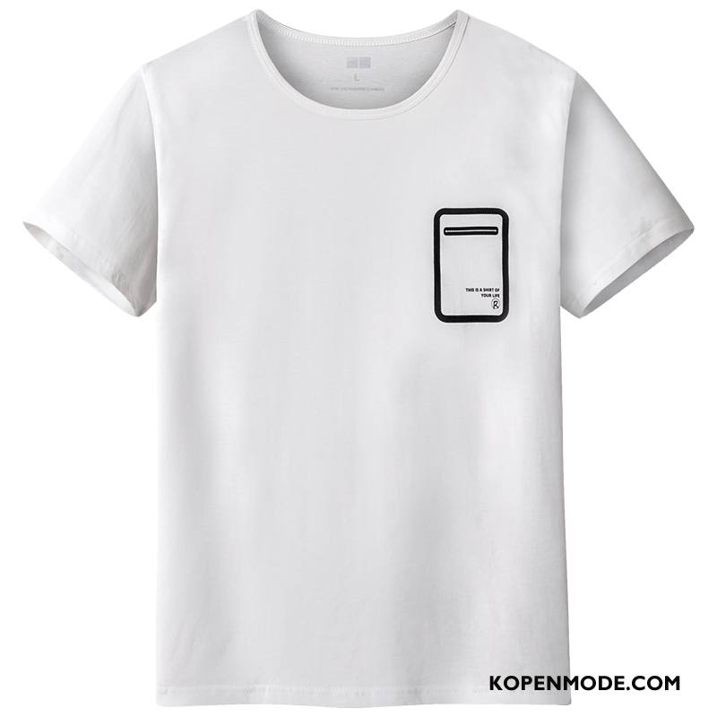 T-shirts Heren Trend Katoen Onderhemd Zomer Ronde Hals Mannen Wit