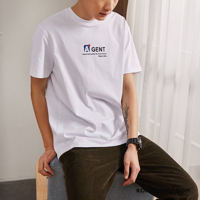 T-shirts Heren Trendy Merk Nieuw Jeugd Korte Mouw Student Mannen Wit