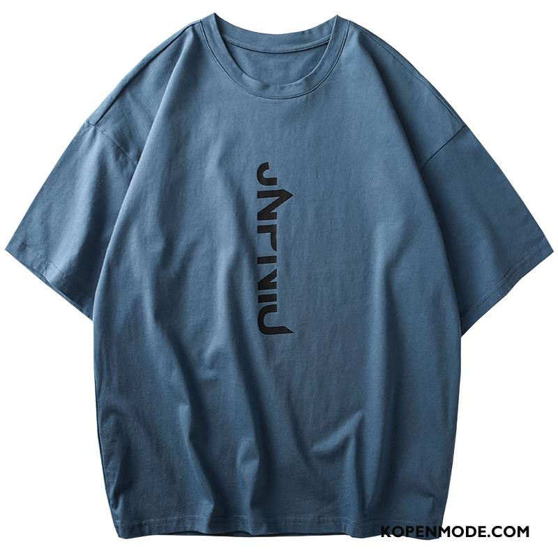 T-shirts Heren Trendy Merk Verjaardag Korte Mouw Mannen Eenvoudig Losse Blauw