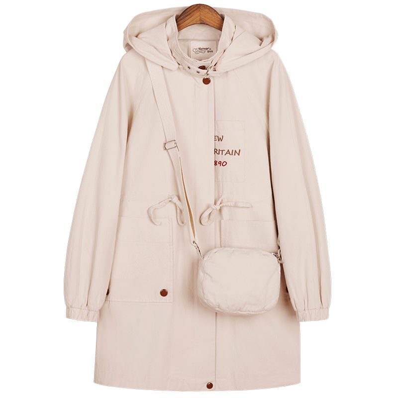 Trenchcoat Dames Jas Losse Meisje Middelbare School Instituut Cargo Wit Beige