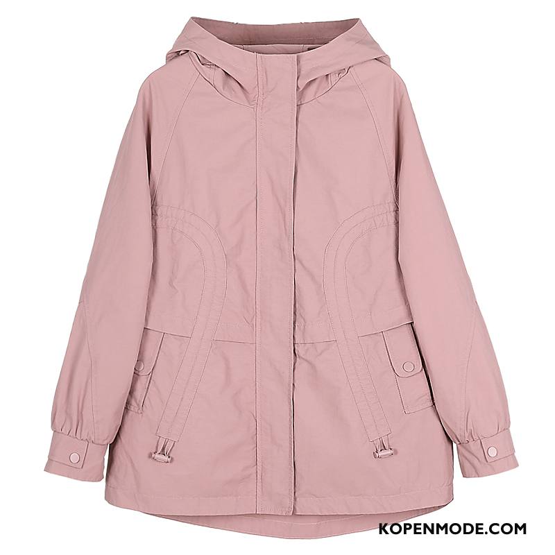 Trenchcoat Dames Losse Casual Jas Voorjaar Vrouwen Trend Roze Rood