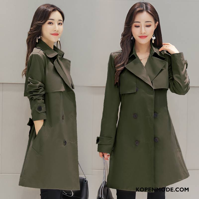 Trenchcoat Dames Mode Losse Elegante Zoet Voorjaar 2018 Legergroene