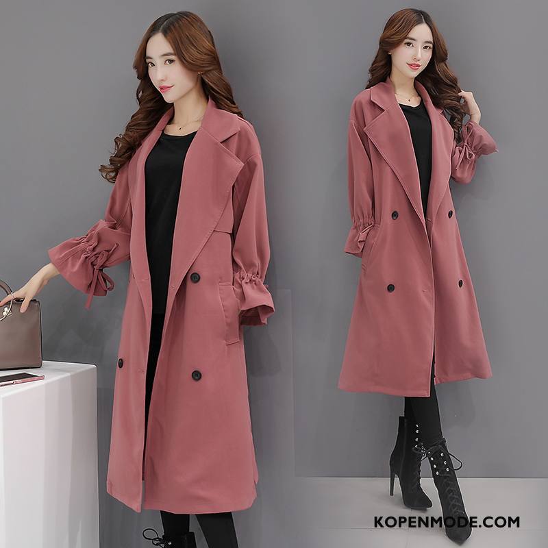 Trenchcoat Dames Mode Zoet Voorjaar 2018 Lange Mouwen Slim Fit Effen Kleur Zandkleur