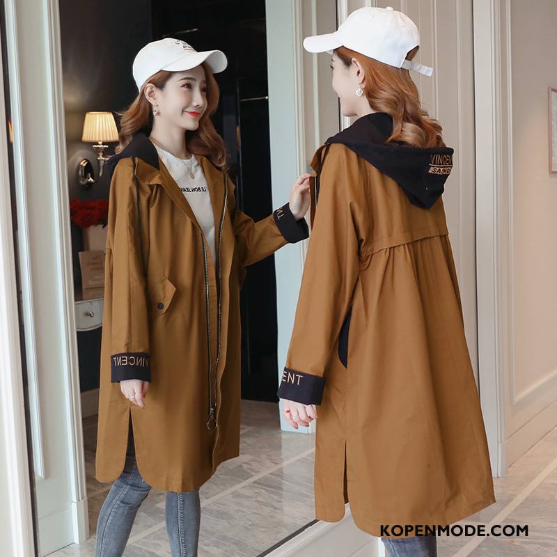 Trenchcoat Dames Nieuw Jas Mini Hoodie Herfst Lange Kaki