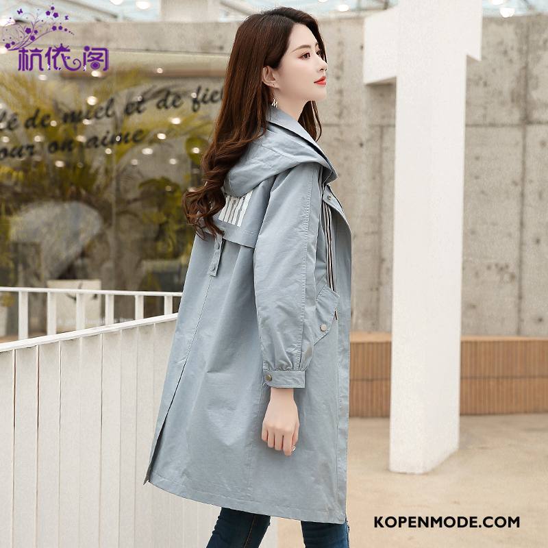 Trenchcoat Dames Populair Jas Voorjaar Trend Losse Vrouwen Blauw